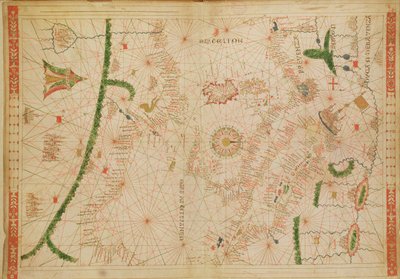 The Central Mediterranean, from a nautical atlas, 1520 by Giovanni Xenodocus da Corfu